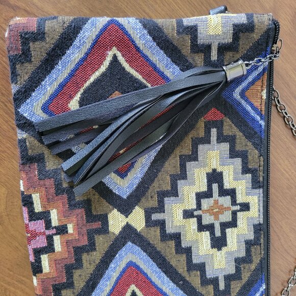 BAM Forever Clutch or Crossbody Purse. Rectangle bag with geometric, tribal EUC - Picture 5 of 14